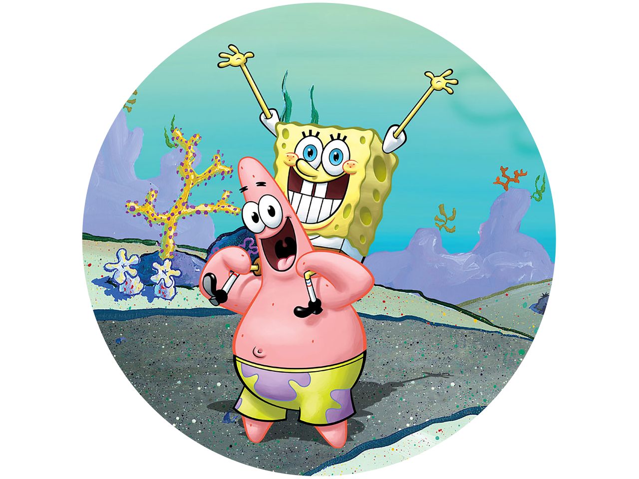 tortenaufleger spongebob und patrick rund 20cm