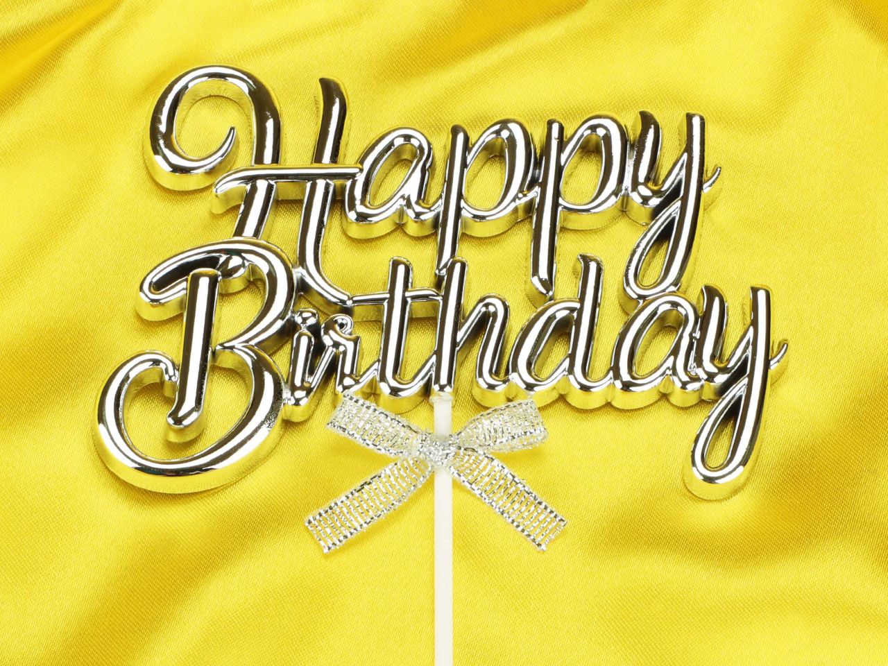 cake topper happy birthday silber 3d