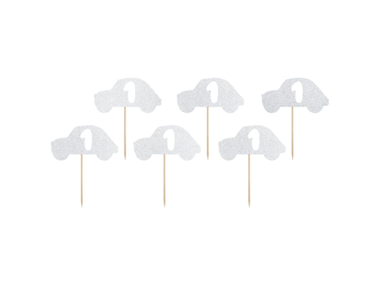 cupcake picker autos 6 stueck silber
