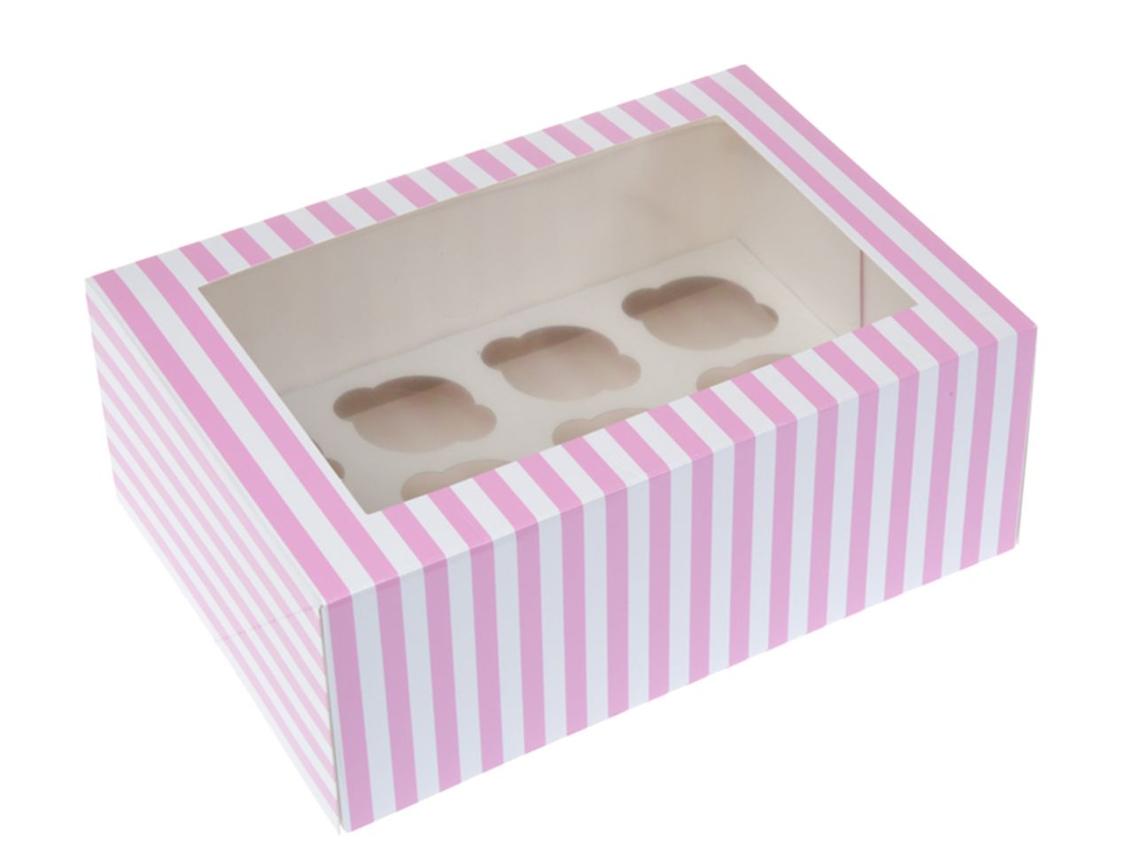 cupcake box fuer 12 cupcakes mit fenster pink zirkus 2 stueck