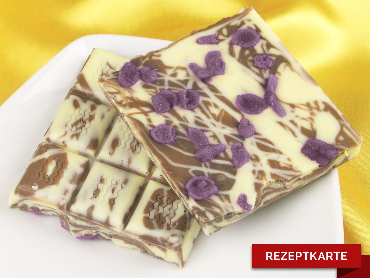 schokoladentafel erdbeer flieder rezeptkarte