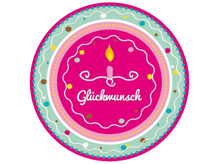 tortenaufleger pink glueckwunsch rund 20cm