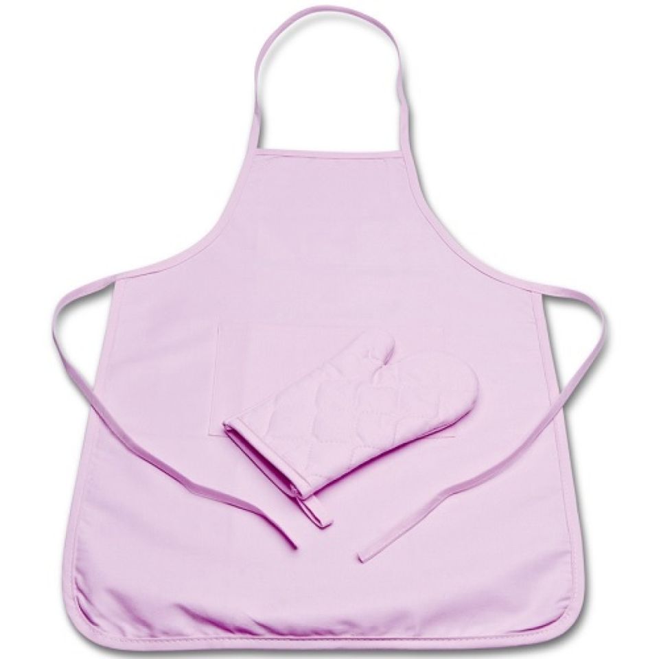 kinderschuerze mit handschuh set rosa 59x40 cm