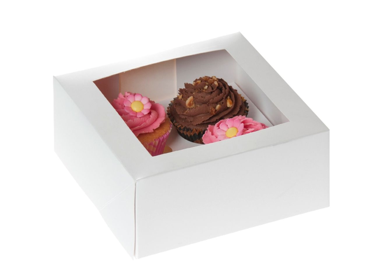cupcake box fuer 4 cupcakes mit fenster weiss 2 stueck
