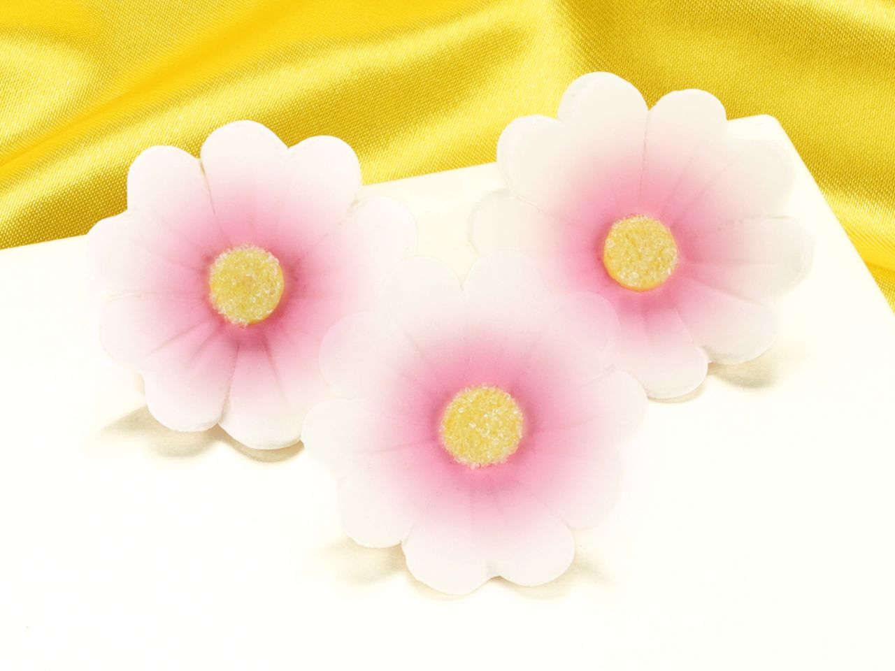 blumen 40mm weiss rosa zucker 6 stueck