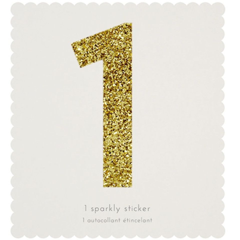 glitzersticker nummer 1 gold 4x10 cm