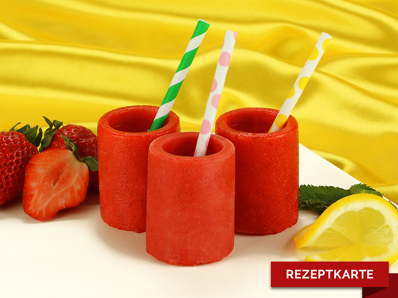 erdbeer sorbet eis shooter rezeptkarte