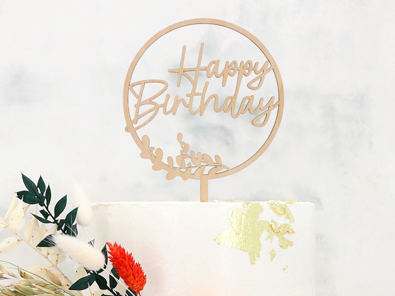cake topper holz happy birthday