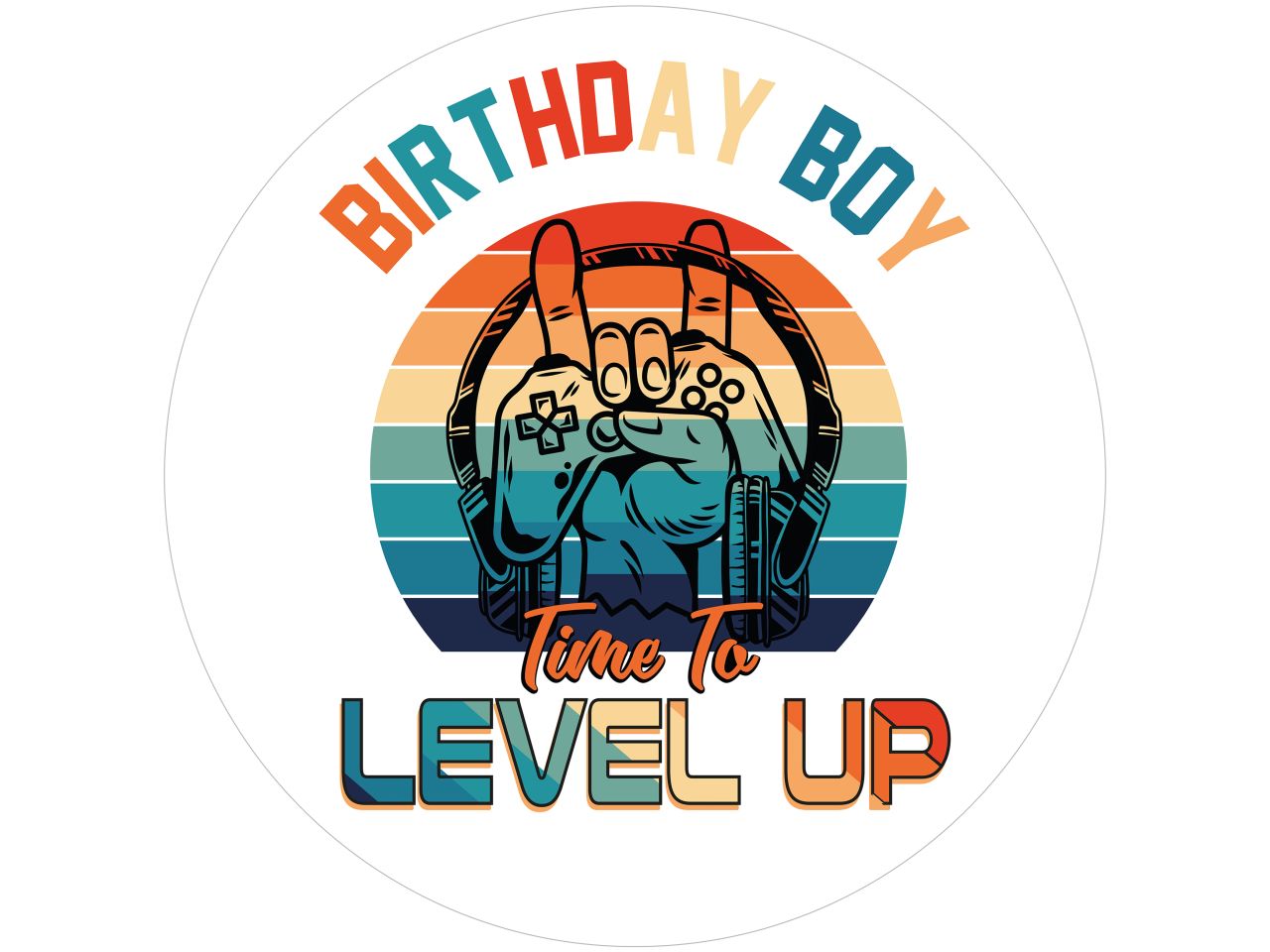tortenaufleger birthday boy time to level up rund 20cm