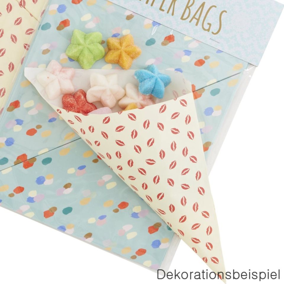 20 papier spitztueten rote lippen