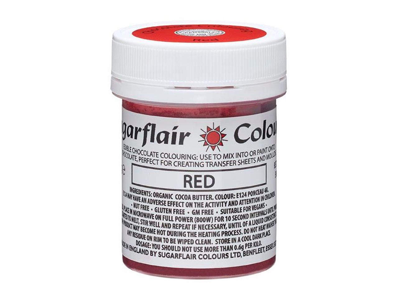 sugarflair schokoladenfarbe rot 35g