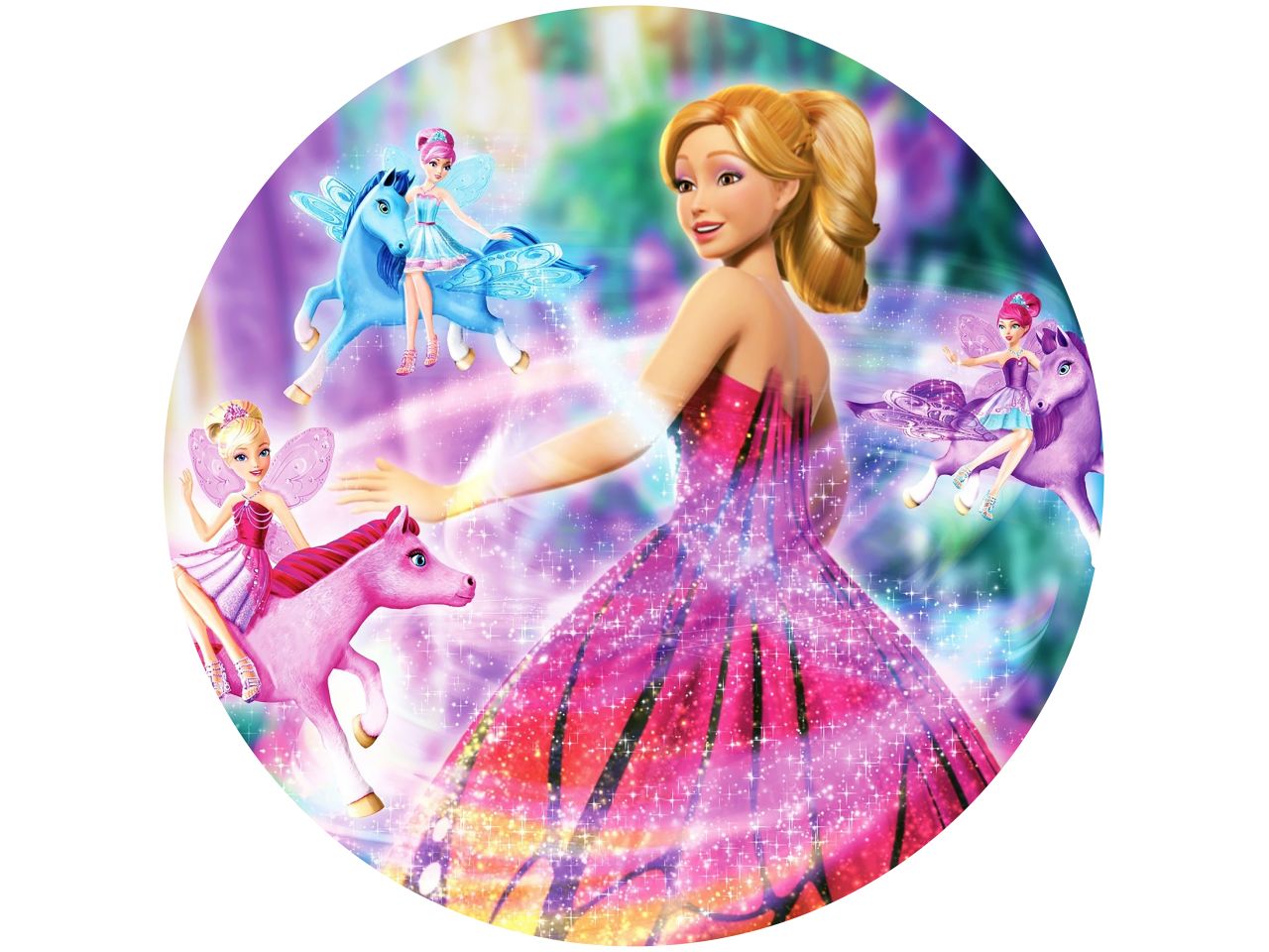tortenaufleger barbie mariposa und die feenprinzessin rund 20cm