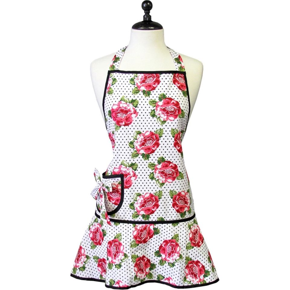 jessie steele kuechenschuerze rose mit punkte