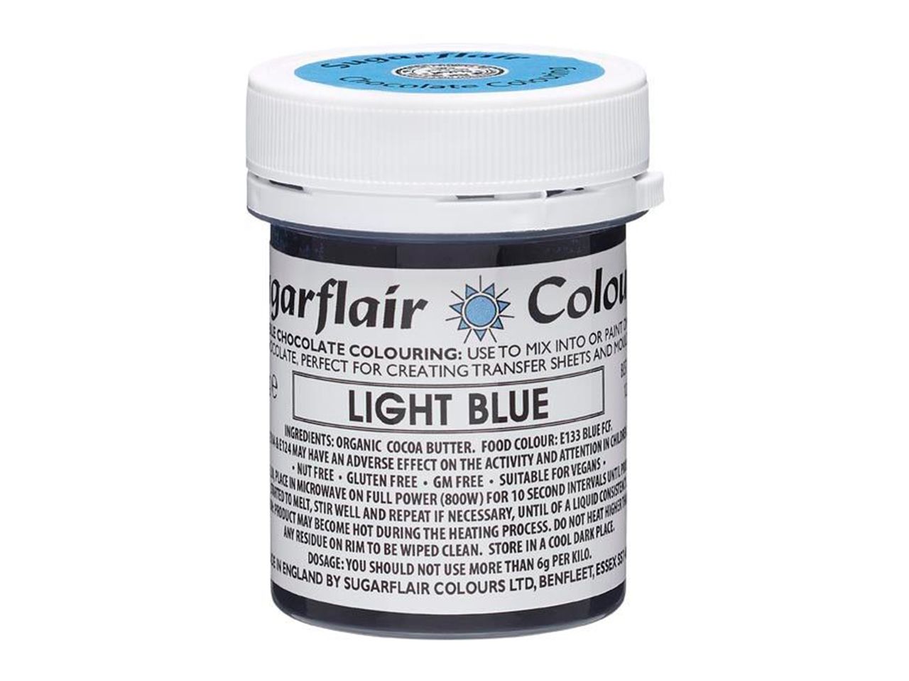 sugarflair schokoladenfarbe hellblau 35g