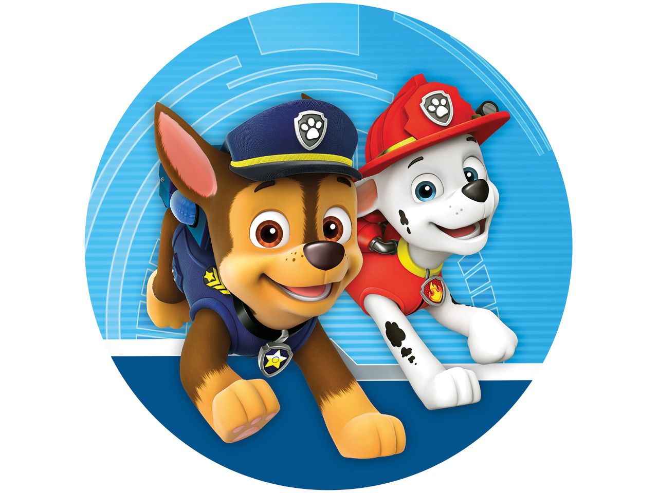 tortenaufleger paw patrol chase und marshall rund 20cm