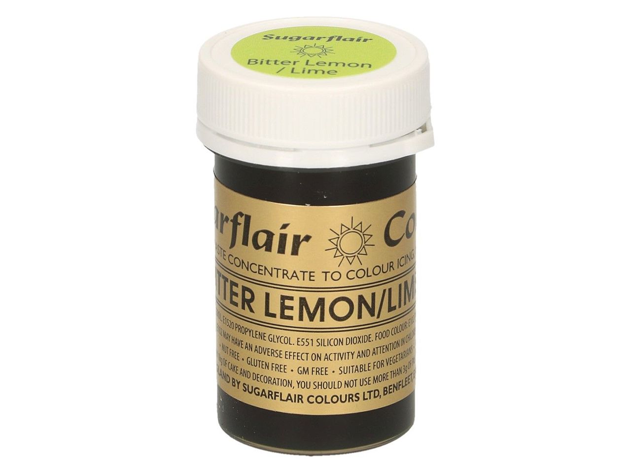 sugarflair pastenfarbe bitter lemon lime gelbgruen 25g
