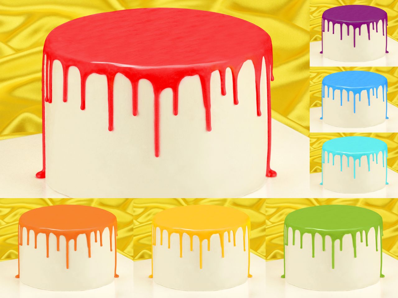cake drip glasur rainbow set 7er