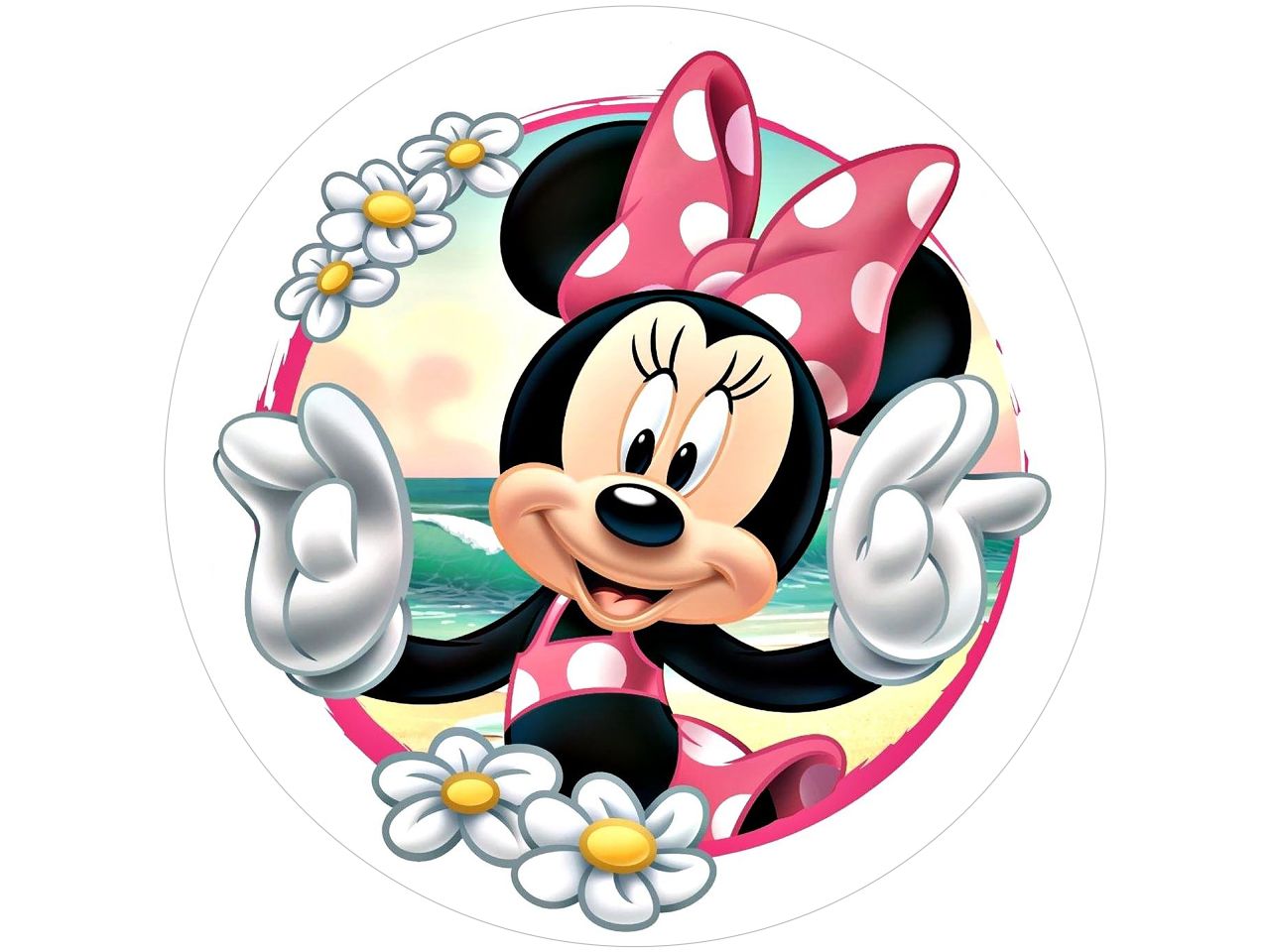 tortenaufleger minnie maus blumen rund 20cm