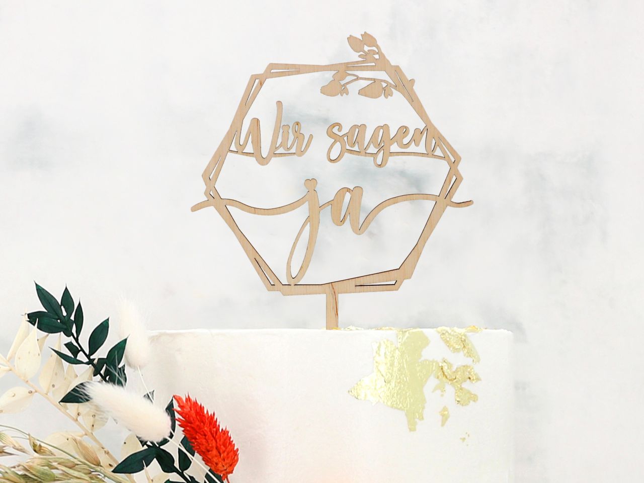 cake topper holz wir sagen ja