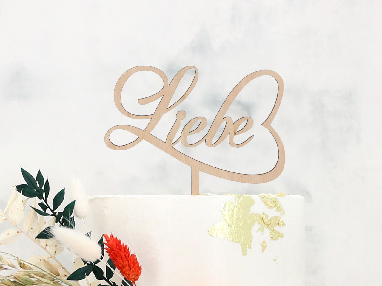 cake topper holz liebe