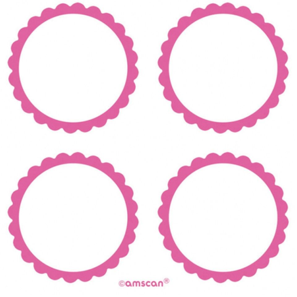 runde aufkleber mit wellenrand hotpink