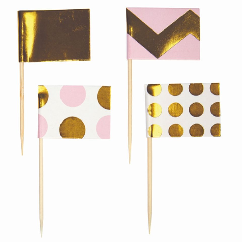 cupcake picker rosa und gold 20 stueck 8 cm