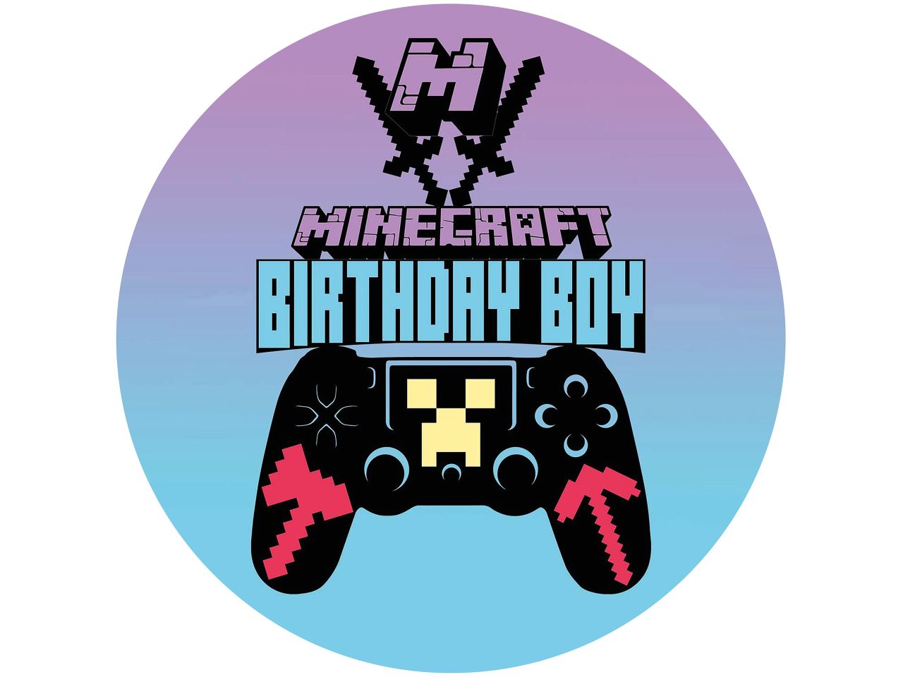 tortenaufleger minecraft birthday boy rund 20cm