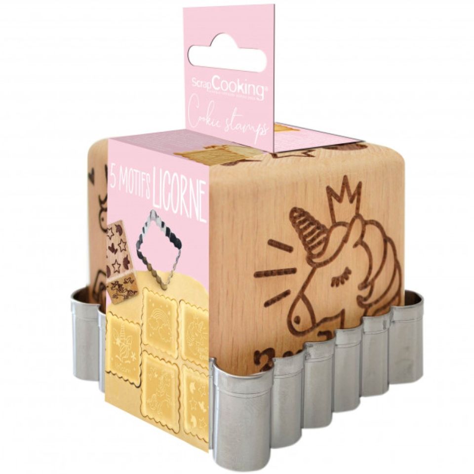 keks stempel 6cm viel glueck einhorn holz