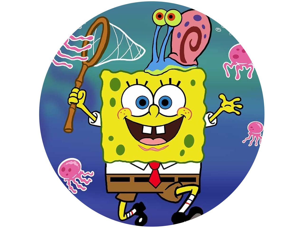 tortenaufleger spongebob und gary rund 20cm
