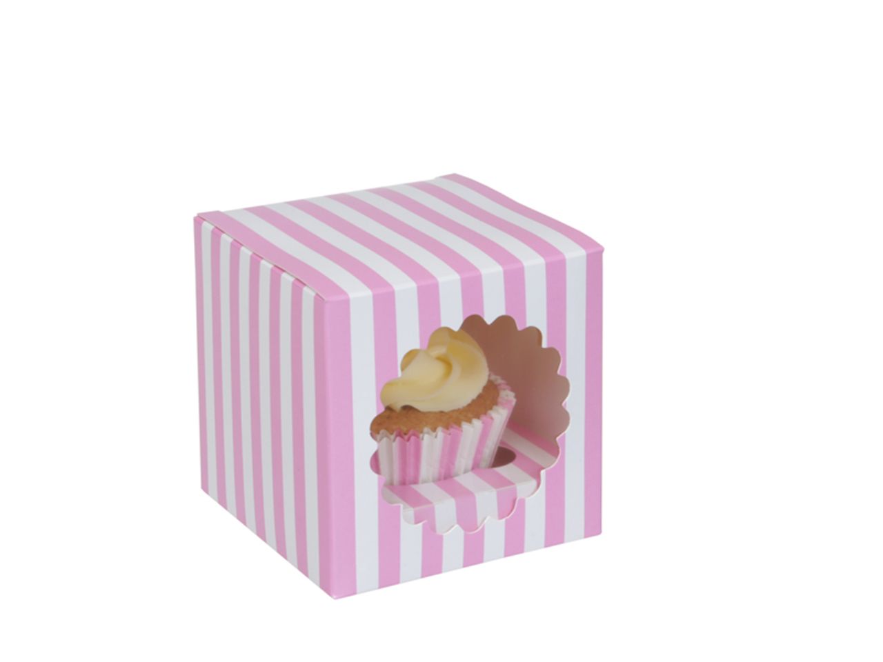 cupcake box fuer 1 cupcake rosa weiss gestreift 3 stueck