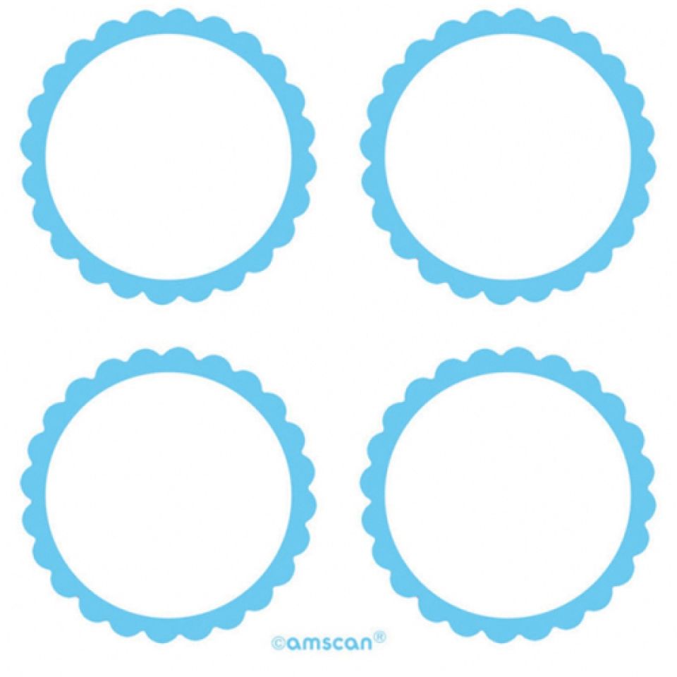runde aufkleber mit wellenrand babyblau